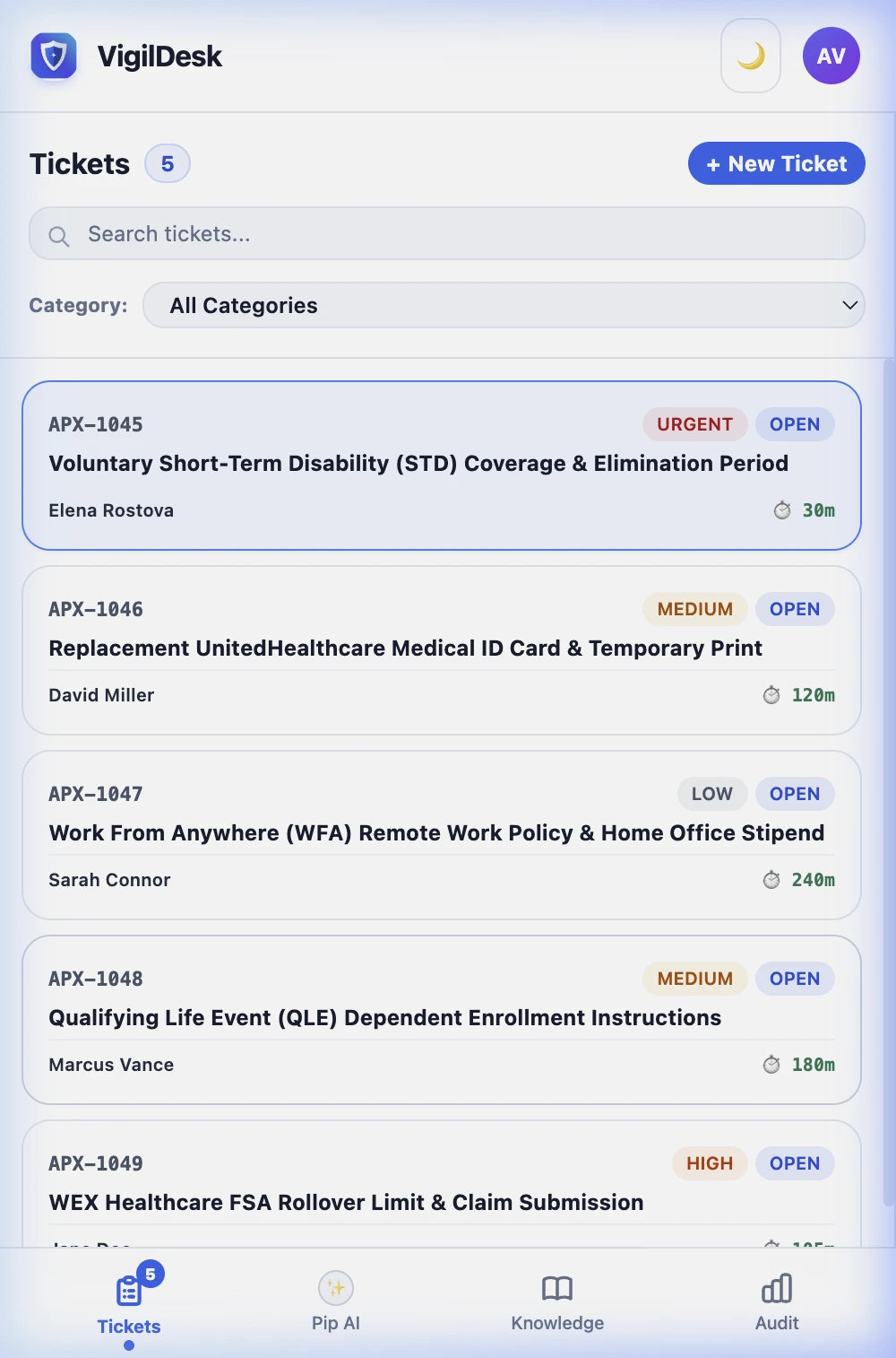 VigilDesk Mobile Triage Interface